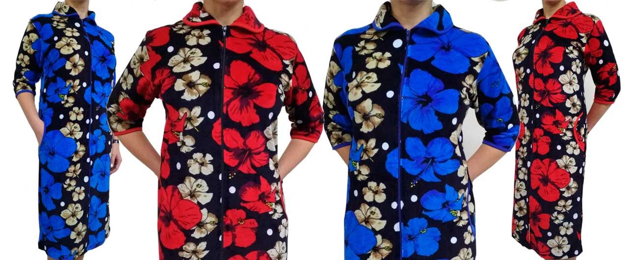 Завезення жіночих велюрових халатів на блискавці